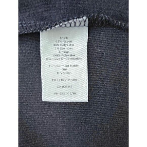 Talbots Petite Retro 50s Scarf Dress 3/4‎ Sleeve Navy Blue Ponte Fit & Flare 4P - Picture 11 of 12